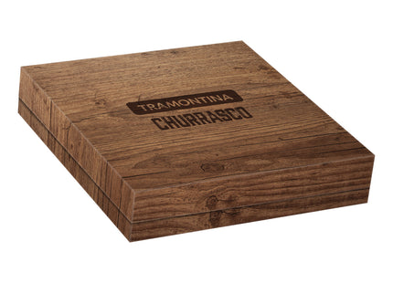 Kit para Asado Tramontina con Láminas de Acero Inoxidable y Mangos de Madera Polywood Rojo con Caja de Cartón 15 Piezas