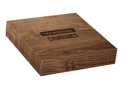 Kit para Asado Tramontina con Láminas de Acero Inoxidable y Mangos de Madera Polywood Rojo con Caja de Cartón 15 Piezas