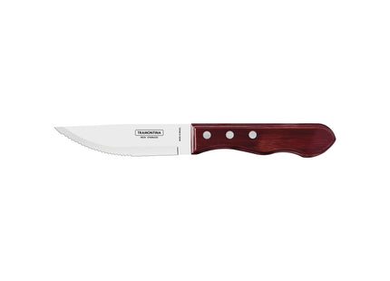 Kit para Asado Tramontina con Láminas de Acero Inoxidable y Mangos de Madera Polywood Rojo con Caja de Cartón 15 Piezas