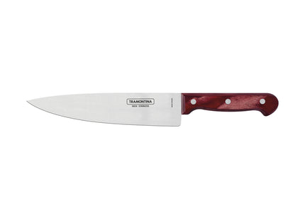 Kit para Asado Tramontina con Láminas de Acero Inoxidable y Mangos de Madera Polywood Rojo con Caja de Cartón 15 Piezas