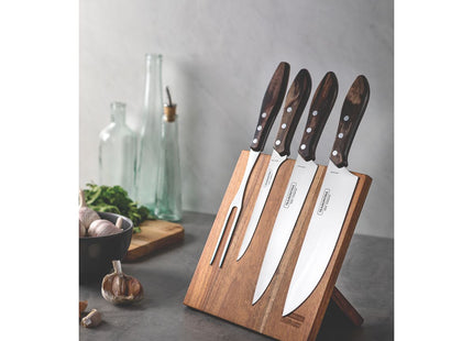 Juego para Asado Tramontina con Láminas de Acero Inoxidable y Mangos de Madera Polywood Castaño 5 Piezas