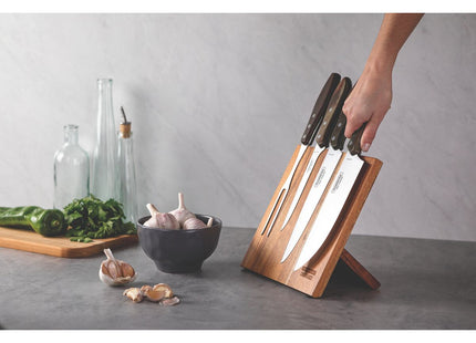 Juego para Asado Tramontina con Láminas de Acero Inoxidable y Mangos de Madera Polywood Castaño 5 Piezas