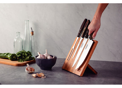 Juego para Asado Tramontina con Láminas de Acero Inoxidable y Mangos de Madera Polywood Castaño 5 Piezas