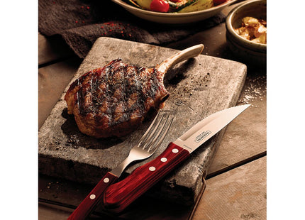Cuchillo para Asado Jumbo Tramontina con Lámina de Acero Inoxidable y mango de madera Tratada Polywood Rojo 5"