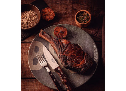 Juego de Cuchillos para Asado Jumbo Tramontina de Acero Inoxidable y Mango Castaño Polywood, 4 piezas.
