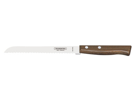 Cuchillo para Pan Tramontina Tradicional con Lámina de Acero Inoxidable y Mango de Madera Natural 7"