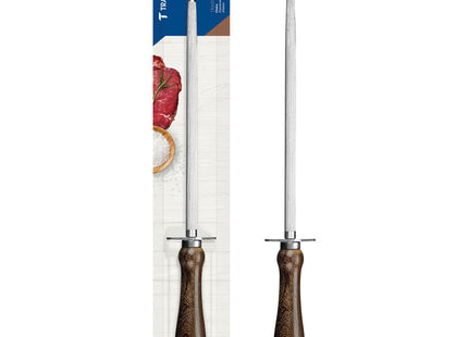 Afilador Estriado Tramontina Tradicional con Eje en Acero Carbono y Mango de Madera Natural 8"
