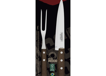 Juego Trinchante para Asado Tramontina con Láminas de Acero Inoxidable y Mangos de Madera Natural 2 Piezas