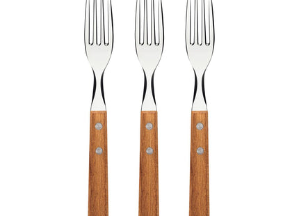 Juego de Tenedores de Mesa Tramontina Dynamic con Láminas en Acero Inoxidable y Mangos de Madera Natural 03 Piezas