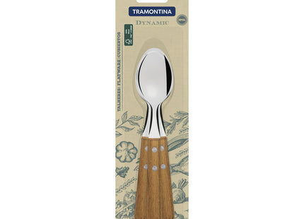 Juego de Cucharas de Mesa Tramontina Dynamic con Láminas en Acero Inoxidable y Mangos de Madera Natural 03 Piezas