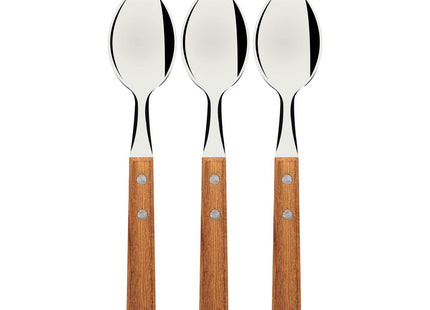 Juego de Cucharas de Mesa Tramontina Dynamic con Láminas en Acero Inoxidable y Mangos de Madera Natural 03 Piezas
