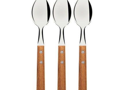 Juego de Cucharas de Mesa Tramontina Dynamic con Láminas en Acero Inoxidable y Mangos de Madera Natural 03 Piezas