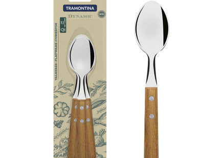 Juego de Cucharas de Mesa Tramontina Dynamic con Láminas en Acero Inoxidable y Mangos de Madera Natural 03 Piezas