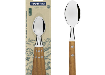 Juego de Cucharas de Mesa Tramontina Dynamic con Láminas en Acero Inoxidable y Mangos de Madera Natural 03 Piezas