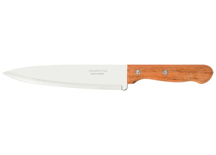Cuchillo Chef Tramontina Dynamic con Lámina de Acero Inoxidable y Mango de Madera Natural 8"