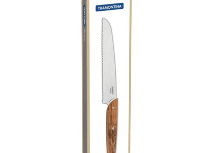 Cuchillo para Pan Tramontina Verttice con Lámina de Acero Inoxidable y Mango de Madera Natural 8"