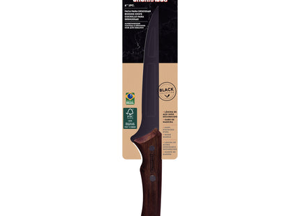 Cuchillo para Deshuesar Tramontina Churrasco Black con Lámina de Acero Inoxidable Oscurecido y Mango de Madera 6"