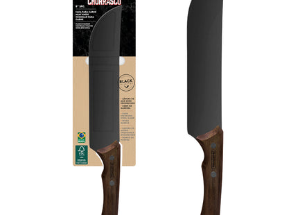 Cuchillo para Carne Tramontina Churrasco Black con Lámina de Acero Inoxidable Oscurecido y Mango de Madera 8"