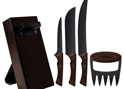 Kit para Asado Tramontina Churrasco Black con Láminas de Acero Inoxidable Oscurecido y Mangos de Madera 05 Piezas