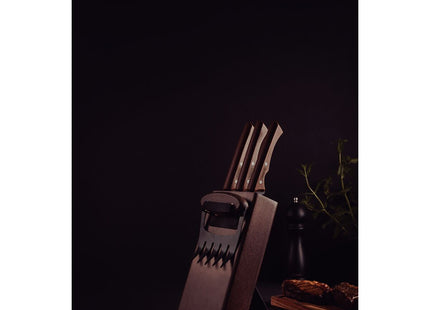 Kit para Asado Tramontina Churrasco Black con Láminas de Acero Inoxidable Oscurecido y Mangos de Madera 05 Piezas