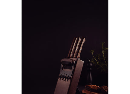 Kit para Asado Tramontina Churrasco Black con Láminas de Acero Inoxidable Oscurecido y Mangos de Madera 05 Piezas