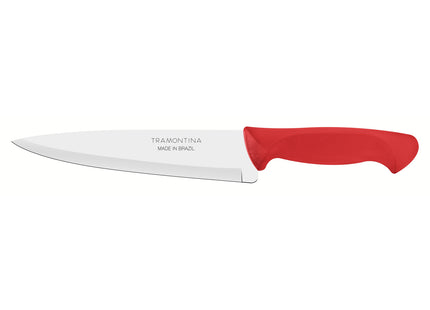 Cuchillo Chef Tramontina Usual con Lámina en Acero Inoxidable y Mango de Polipropileno Rojo 7"