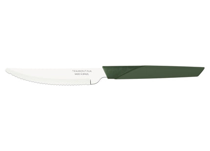 Cuchillo de Mesa Tramontina LYF con Lámina de Acero Inoxidable y Mango de Polipropileno PCR Verde Naturaleza 4"