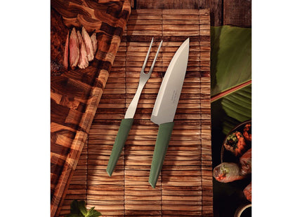 Cuchillo Chef Tramontina LYF con Lámina de Acero Inoxidable y Mango de Polipropileno PCR Verde Naturaleza 7"