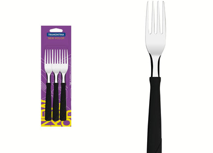 Juego de Cuchillos para Asado Tramontina New Kolor con Láminas de Acero Inoxidable y Mangos de Polipropileno Negro 3 Piezas