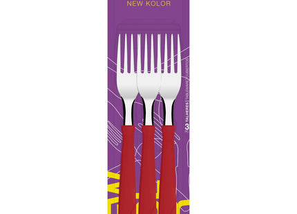 Juego de Tenedores de Mesa Tramontina New Kolor con Láminas de Acero Inoxidable y Mangos de Polipropileno Rojo 3 Piezas