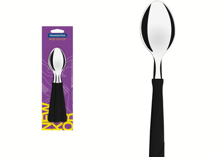 Juego de Cucharas de Mesa Tramontina New Kolor con Láminas de Acero Inoxidable y Mangos de Polipropileno Negro 3 Piezas