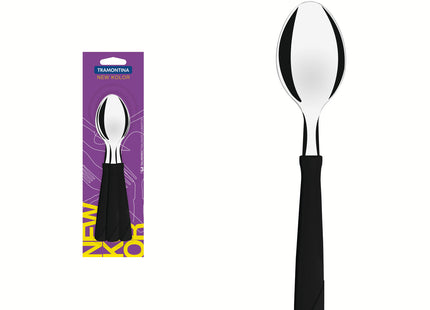 Juego de Cucharas de Mesa Tramontina New Kolor con Láminas de Acero Inoxidable y Mangos de Polipropileno Negro 3 Piezas