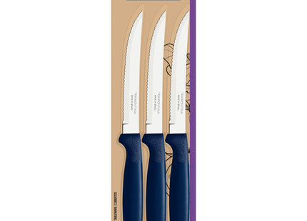 Juego de Cuchillos para Asado Tramontina Ipanema con Láminas de Acero Inoxidable y Mangos de Polipropileno Azul 3 Piezas