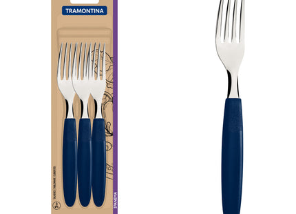 Juego de Tenedores de Mesa Tramontina Ipanema con Láminas de Acero Inoxidable y Mangos de Polipropileno Azul 3 Piezas