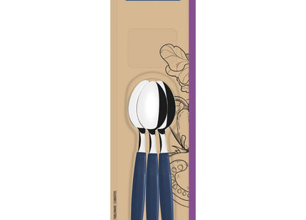 Juego de Cucharas de Té Tramontina Ipanema con Láminas de Acero Inoxidable y Mangos de Polipropileno Azul 3 Piezas