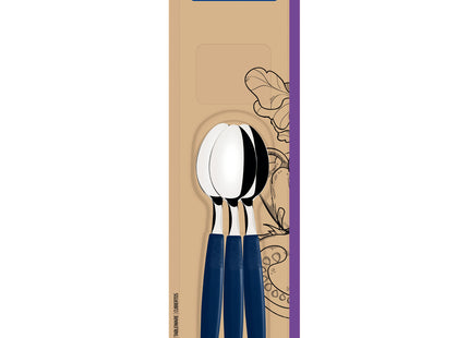 Juego de Cucharas de Té Tramontina Ipanema con Láminas de Acero Inoxidable y Mangos de Polipropileno Azul 3 Piezas