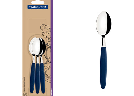 Juego de Cucharas de Té Tramontina Ipanema con Láminas de Acero Inoxidable y Mangos de Polipropileno Azul 3 Piezas