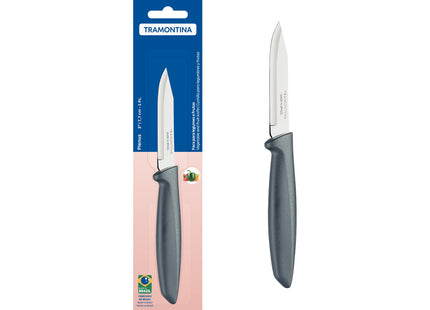 Cuchillo para Legumbres y Frutas Tramontina Plenus con Lámina en Acero Inoxidable y Mango de Polipropileno Gris 3"