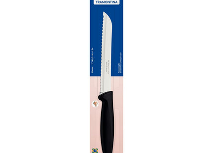 Cuchillo para Pan Tramontina Plenus con Lámina en Acero Inoxidable y Mango de Polipropileno Negro 7"