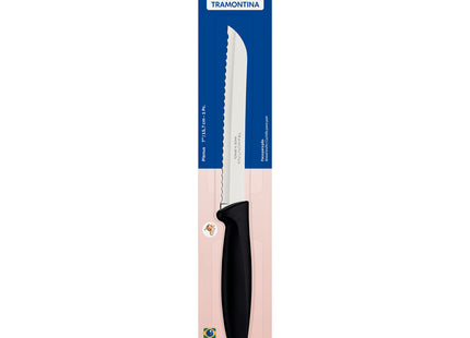 Cuchillo para Pan Tramontina Plenus con Lámina en Acero Inoxidable y Mango de Polipropileno Negro 7"
