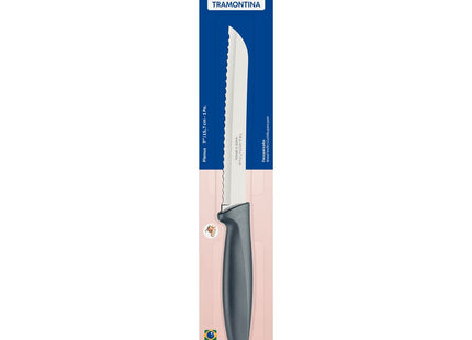 Cuchillo para Pan Tramontina Plenus con Lámina en Acero Inoxidable y Mango de Polipropileno Gris 7"