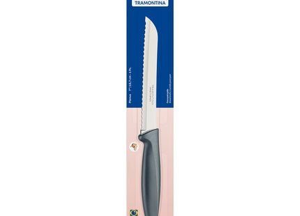 Cuchillo para Pan Tramontina Plenus con Lámina en Acero Inoxidable y Mango de Polipropileno Gris 7"
