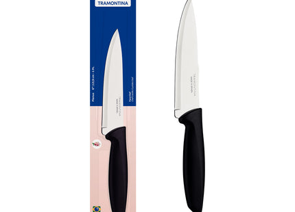 Cuchillo Chef Tramontina Plenus con Lámina en Acero Inoxidable y Mango de Polipropileno Negro 6"