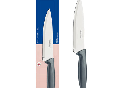 Cuchillo Chef Tramontina Plenus con Lámina en Acero Inoxidable y Mango de Polipropileno Gris 7"
