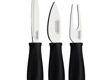 Juego para Quesos Tramontina Harmoniza con Lámina de Acero Inoxidable y Mangos de Polipropileno Negro 3 Piezas