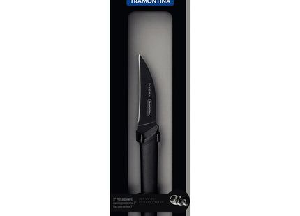 Cuchillo para Tornear Tramontina Nygma con Lámina de Acero Inoxidable y Mango de Polipropileno Texturizado Negro 3"