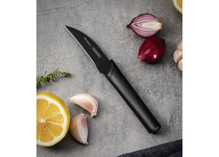 Cuchillo para Tornear Tramontina Nygma con Lámina de Acero Inoxidable y Mango de Polipropileno Texturizado Negro 3"