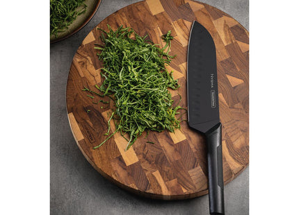 Cuchillo Santoku Tramontina Nygma con Lámina de Acero Inoxidable y Mango de Polipropileno Texturizado Negro 7"