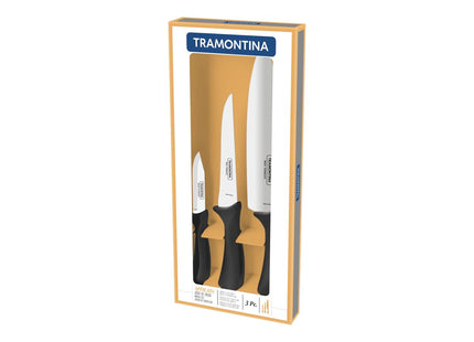 Juego de Cuchillos Tramontina Affilata con Lámina de Acero Inoxidable y Mango de Polipropileno Negro 3 Piezas
