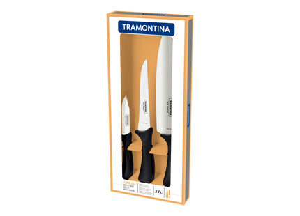 Juego de Cuchillos Tramontina Affilata con Lámina de Acero Inoxidable y Mango de Polipropileno Negro 3 Piezas